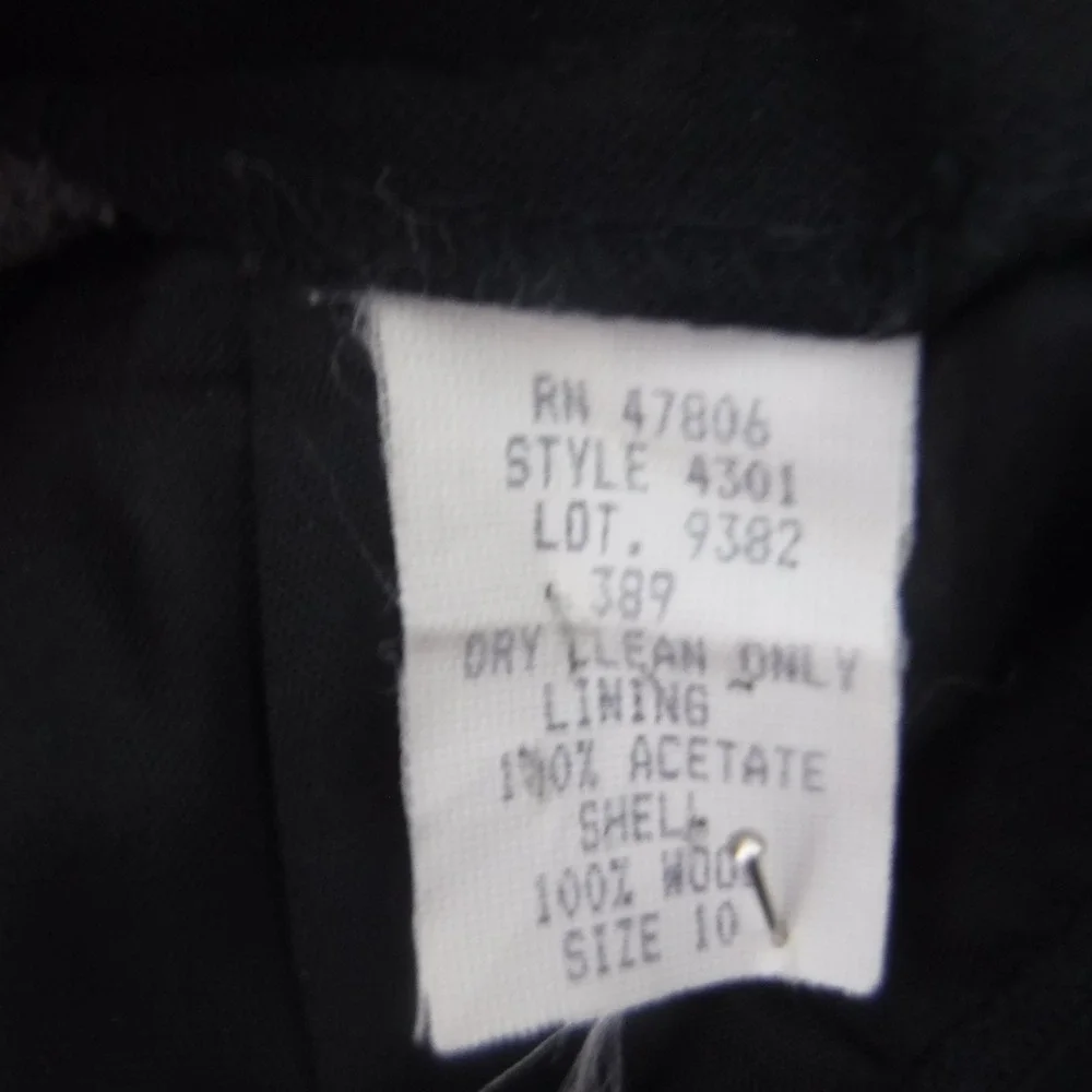 VTG Classic‎ Black Wool Blend Pencil Skirt Pleated Knee Length Size 10 Office